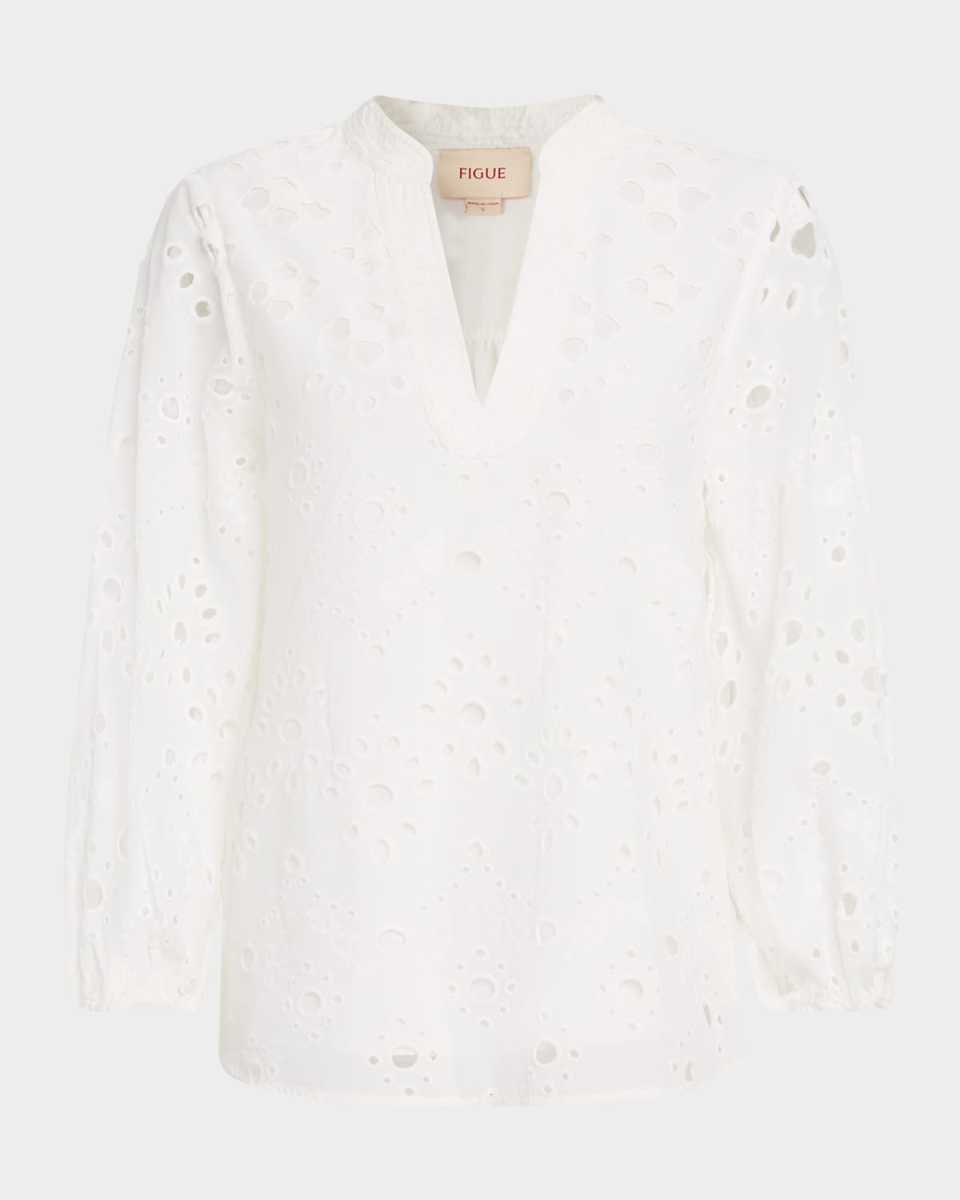 Rylie Eyelet Embroidered Long-Sleeve Top